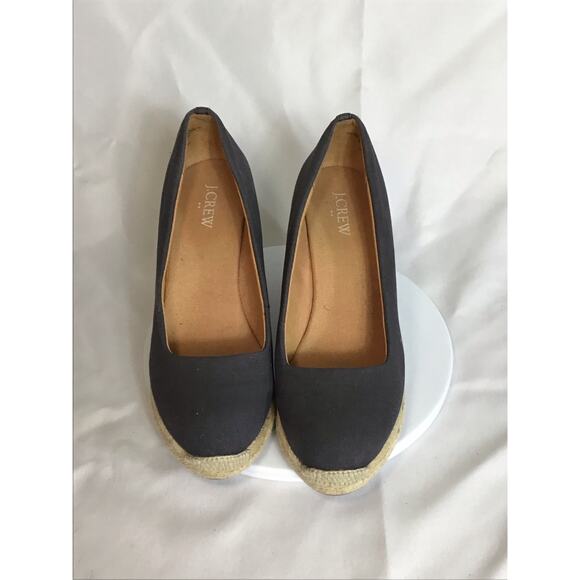 J Crew Women Fabric Wedge Espadrilles Sz. 8 Dark gray EUC (Litle Wear) leisure - Picture 5 of 9
